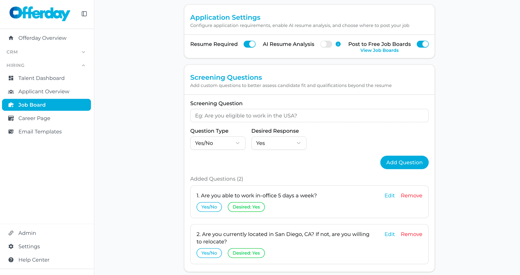 Offerday ATS Dashboard