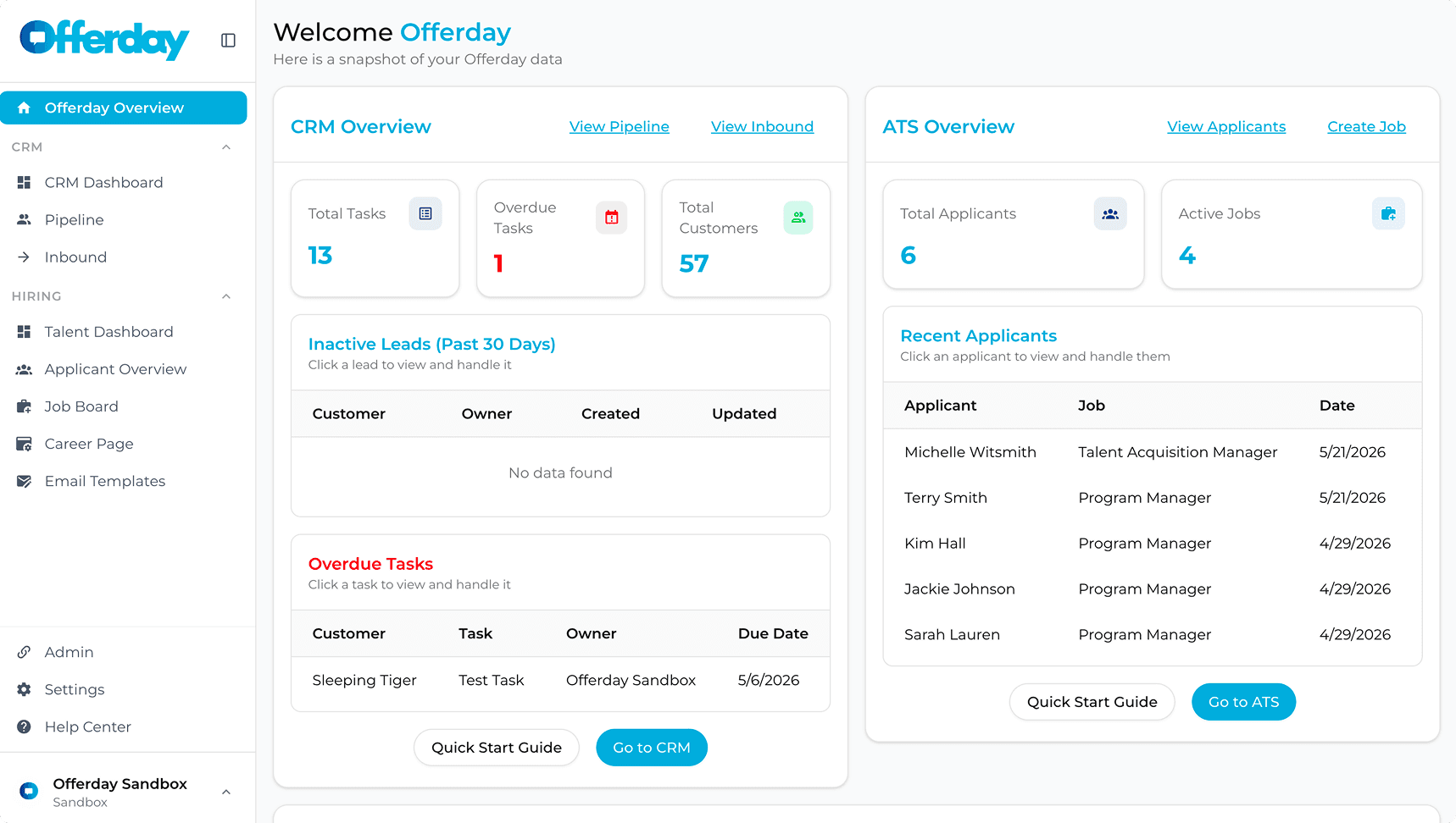 Offerday CRM Dashboard